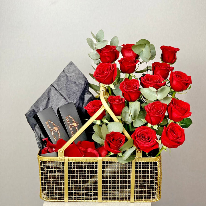 Red Gold Basket - RoseForAll